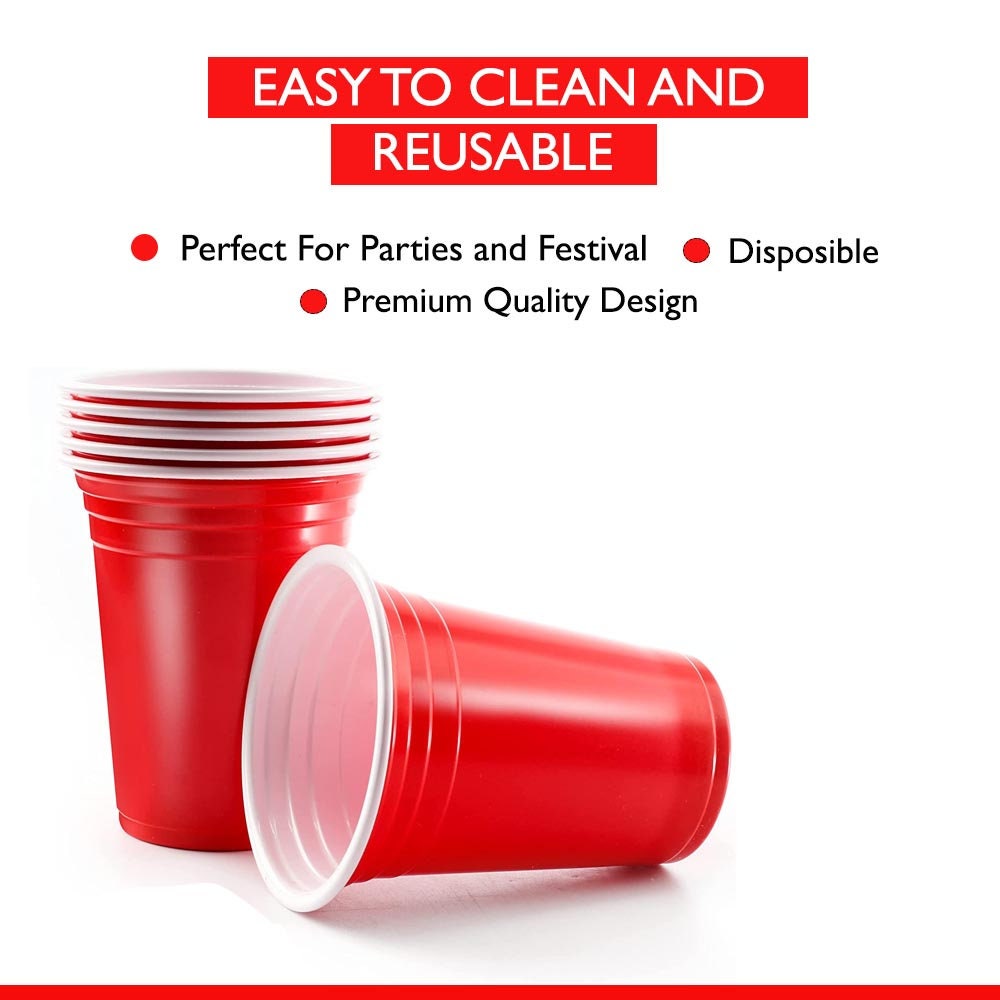 Red Disposable Party Cups American Tableware Plastic Cups Baby Shower 1st  Birthday 12oz 50pcs 