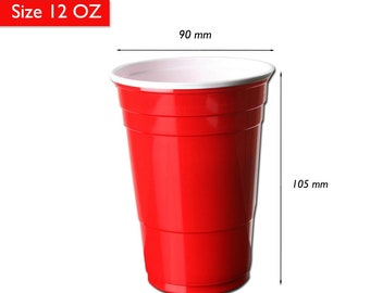 Red Disposable Party Cups American Tableware Plastic Cups Baby Shower 1st  Birthday 12oz 50pcs 