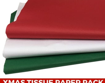 Christmas Tissue Paper Pack Red Green White Festive Wrapping Acid Free Xmas Same Day Dispatch Free Delivery