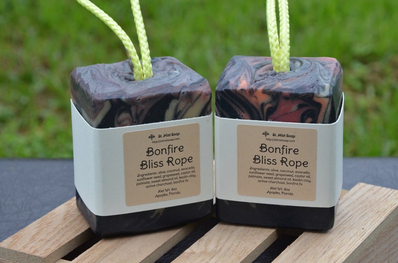 Bonfire Bliss Rope Soap on a Rope Handmade Soap Big Soap Etsy
