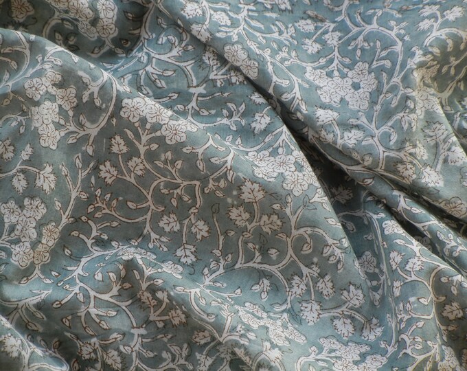 Indian Block Print Floral Fabric Cotton Fabric Natural Etsy