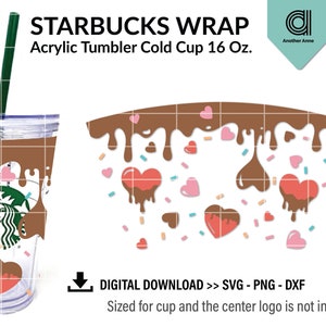 Valentines SVG for acrylic cold cup wrap | Chocolate and honey drip SVG for DIY 16oz tumbler cold cup full wrap for Cricut and Silhouette