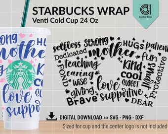 Mother svg | Mom svg | Digital gift for mom svg | Mother's day DIY reusable coffee cold cup 24 Oz full wrap for Cricut and Cameo Silhouette