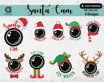 Santa cam svg bundle | Elf cam shirt svg designs | Elf watch svg | Reindeer watch svg | Christmas svg files for Cricut & Silhouette