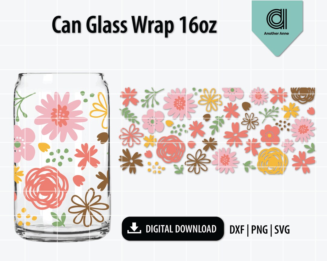 Spring Flower Libbey Can Glass Wrap Svg | Pink Floral Svg | Floral Svg ...