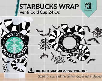 Gusano de arena SVG para envoltura de taza fría venti / Horror gótico Halloween SVG para DIY 24oz archivo de corte de envoltura de taza reutilizable para Circuit & Cameo Silhouette