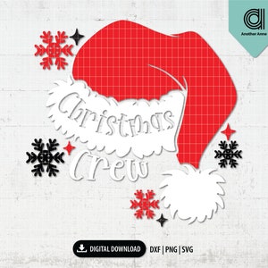 Equipaggio di Natale svg/Natale svg/Cappello di Babbo Natale svg dxf/File tagliati per le vacanze/Clipart per bambini/Camicie corrispondenti per la famiglia svg per Cricut Silhouette