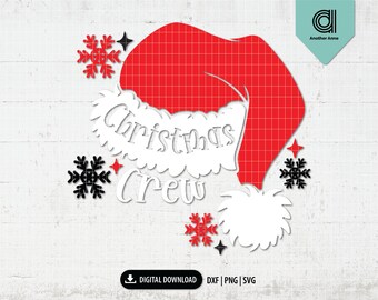 Christmas crew svg| Christmas svg | Santa hat svg dxf | Holiday cut files | Kids clipart | Family matching shirts svg for Cricut Silhouette