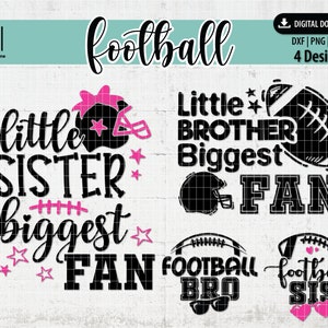 Pacote SVG de irmã e irmão de futebol | Pacote de design SVG de futebol | Camisa de futebol svg | Torcer svg | Arquivos svg de irmão esportivo para Cricut