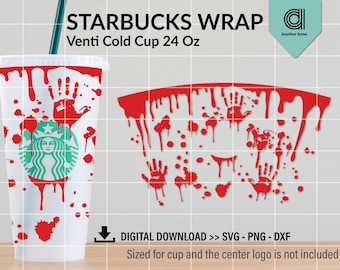 Halloween blodstänk SVG för venti kall koppomslag | Läskig SVG-design för DIY 24oz kall kaffekoppomslag för Circuit och Cameo Silhouette