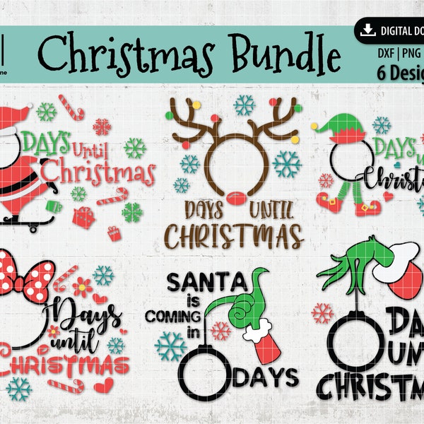 Days until Christmas SVG design bundle | Christmas countdown svg | Santa coming to town svg | Elf svg for Cricut and Silhouette