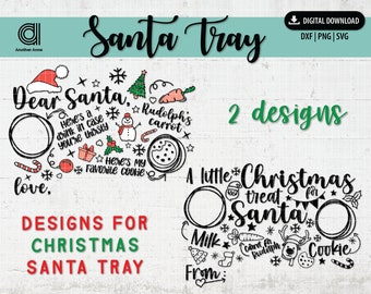 Dear Santa cookie and milk tray svg | Santa platter svg | Milk and cookies platter svg | Christmas plate svg for Cricut and Silhouette