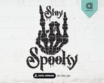 Manténgase espeluznante mano esqueleto svg / Halloween svg / Spooky svg / Rock firmado esqueleto svg / Scary svg para camisa para Cricut y Silhouette