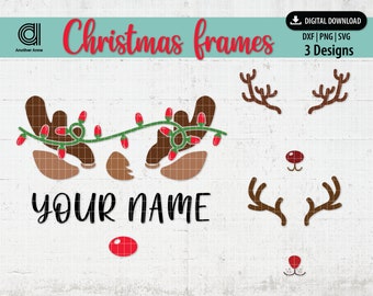 Christmas frames SVG designs | Reindeer face SVG | Christmas monogram svg | SVG for Christmas | Cricut designs for Christmas svg monogram