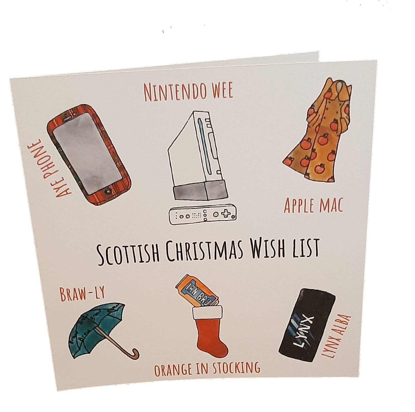 Funny 'Scottish Christmas list' Christmas card Etsy