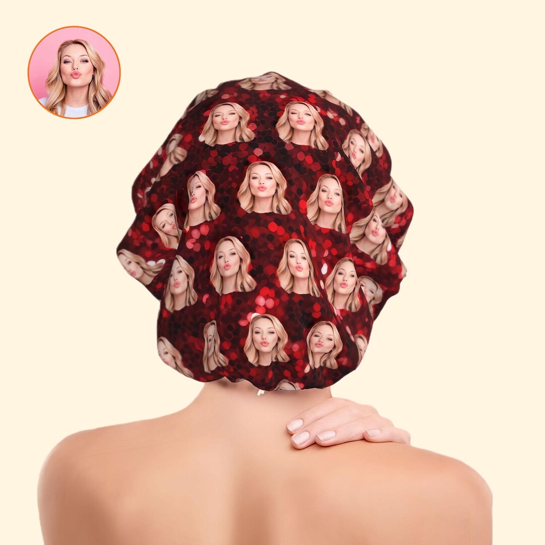 Custom Red Bonnet With Photo and Name Satin Bonnet Fits for All Hair ...