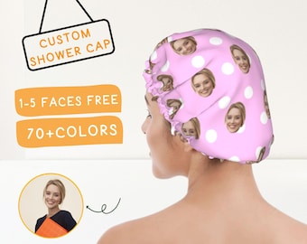 Personalized Face Shower Cap Waterproof Double-Layer Bonnet PEVA inner layer Diameter: 27cm
