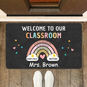 Custom Teacher Welcome Mat, Doormat for Teacher Name, Custom Teacher Gift, Cute Teacher Doormat, Welcome To Class, Teacher Doormat
