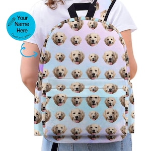 Personalized Pet Face Backpack, Gifts for Pet Lovers, Backpack with Face, Cute Face on Backpack, Custom Printed Backpacks, Back to School