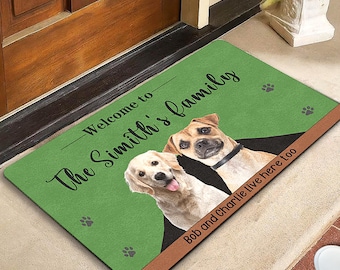 Custom Dog Photo Doormat: Personalized Family Welcome Mat