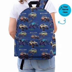 Personalized Backpack with Car Custom Backpack Custom Bookbag Personalized Childrens Backpack Backpack with Name Back to School