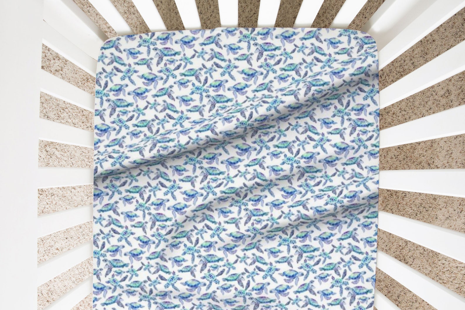 Sea turtles Nursery Sheets Turtle Mini Crib Sheet Designer Etsy