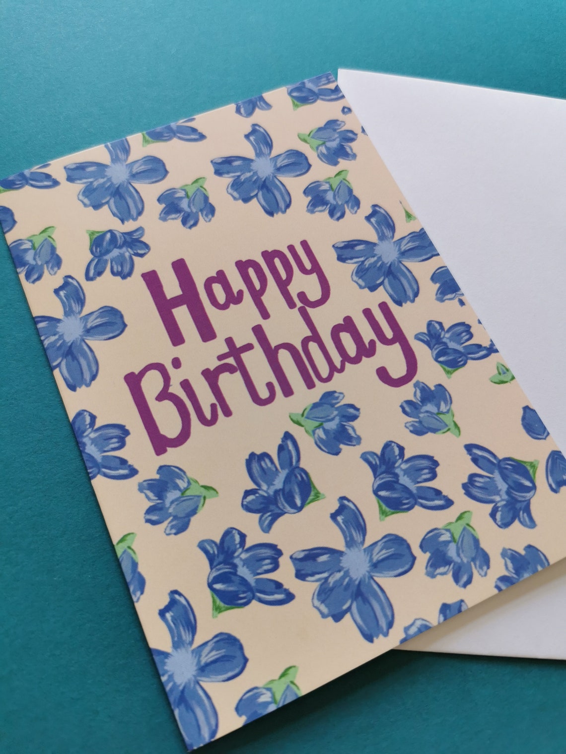 Happy Birthday Card Pretty Floral Birthday Card Flower Etsy