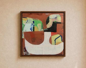 Dipinto astratto originale in terracotta 12x12 su pannello di legno – Arte contemporanea materica