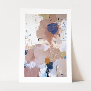 Dipinto astratto rosa su carta / Dipinto astratto pastello / Opera d'arte astratta originale / Arte murale originale astratta rilassante (senza cornice)