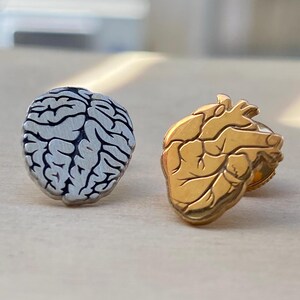 Anatomical  Earrings Heart and Brain Balance  Creates Harmony  Unique Handmade Jewelry Gift for Doctor  Science Jewelry