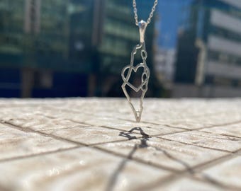 Collar con mapa de Israel en plata de ley – Colgante de Tierra Santa hecho a mano