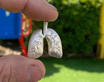 Sterling Silver Lungs Brooch – Handmade Medical Anatomy Pin
