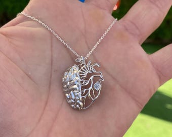 Heart and Brain Pendant  Unique Anatomical Jewelry for Doctor Handcrafted Medical Brooch  Perfect Science Jewelry  Statement Medical Jewelry