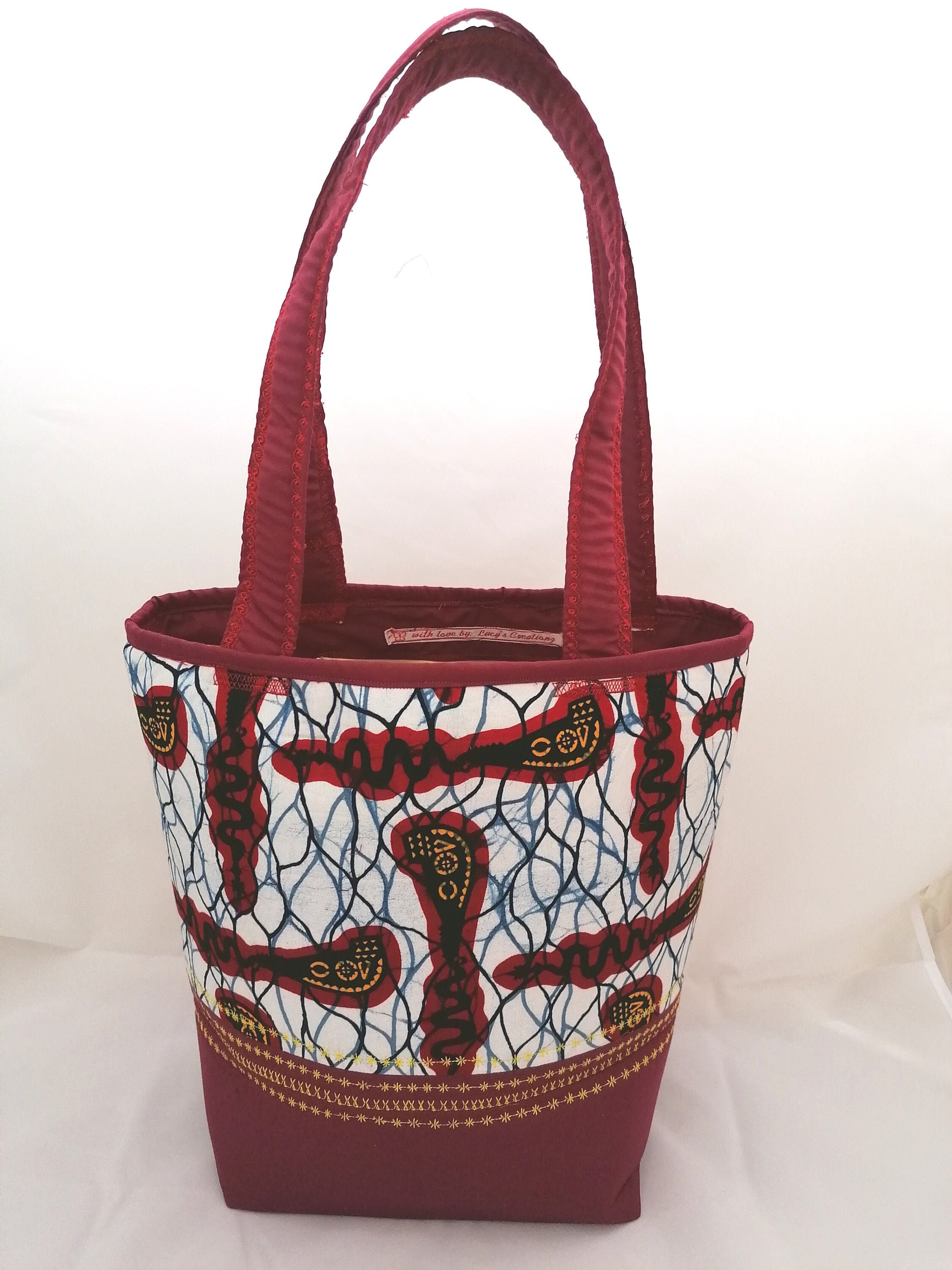 Padded African Fabric/ Ankara bag with Embroidery Etsy