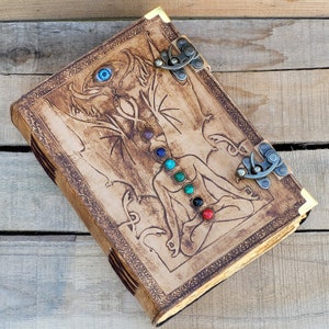El Libro Ritual Draconiano: Large Leather Journal, Handmade Book of Shadows