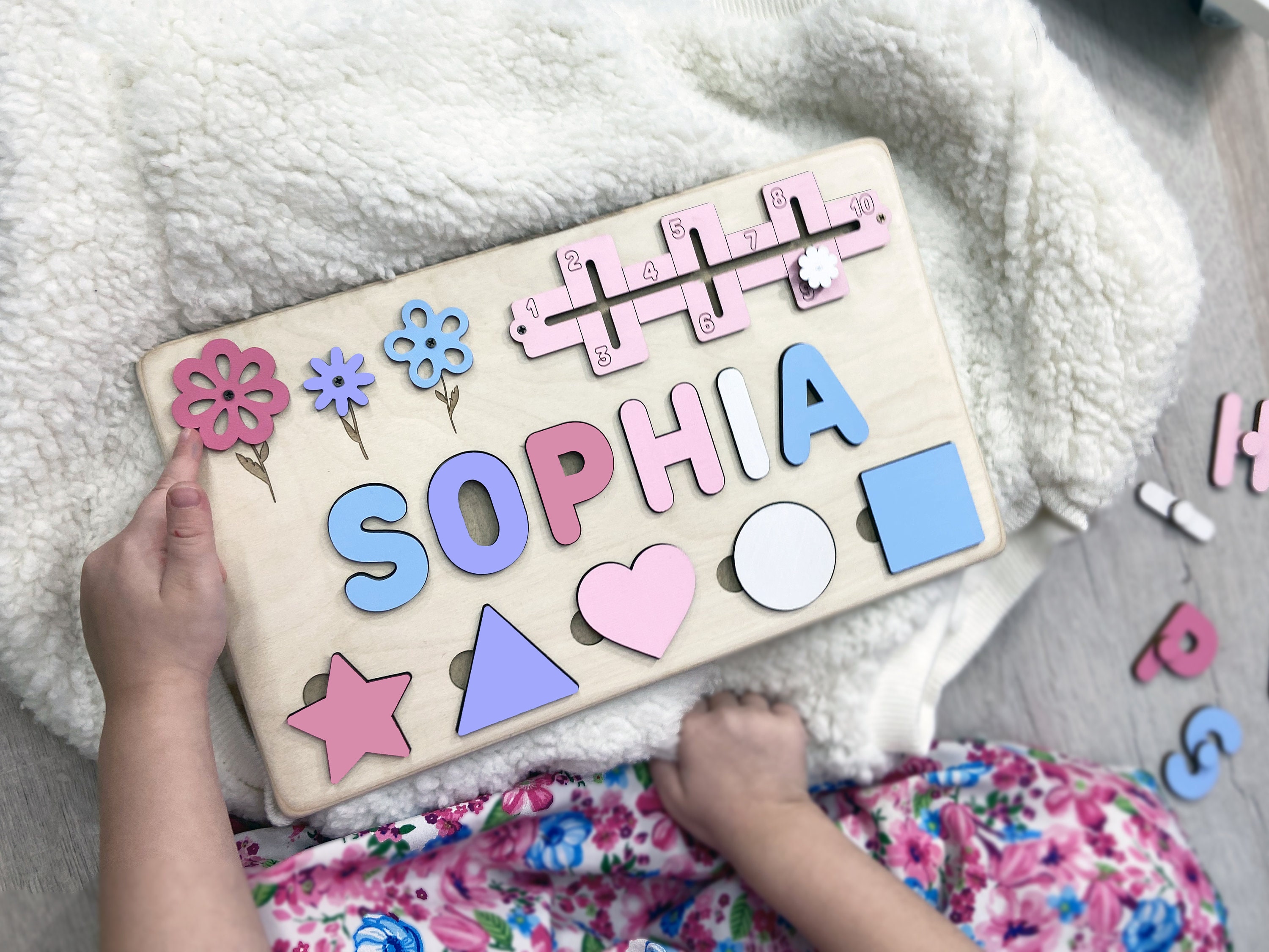 Baby & Toddler Toys Toys & Games Name Puzzle Busy Board Personalized Baby Gift Baby Shower