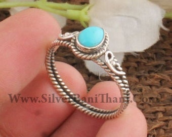 Turquoise Ring-925 Sterling Solid Silver Ring-Pear Stone Ring-Vine Design Silver Ring-Personalized Gift-Cabochon Ring-Silveretsy Cyber