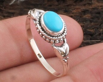 Turquoise Ring-925 Sterling Solid Silver Ring-Pear Stone Ring-Vine Design Silver Ring-Personalized Gift-Cabochon Ring-Silveretsy Cyber