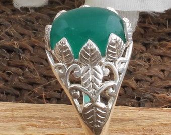 Turquoise Ring-925 Sterling Solid Silver Ring-Pear Stone Ring-Vine Design Silver Ring-Personalized Gift-Cabochon Ring-Silveretsy Cyber