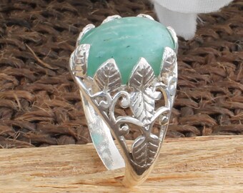 Turquoise Ring-925 Sterling Solid Silver Ring-Pear Stone Ring-Vine Design Silver Ring-Personalized Gift-Cabochon Ring-Silveretsy Cyber