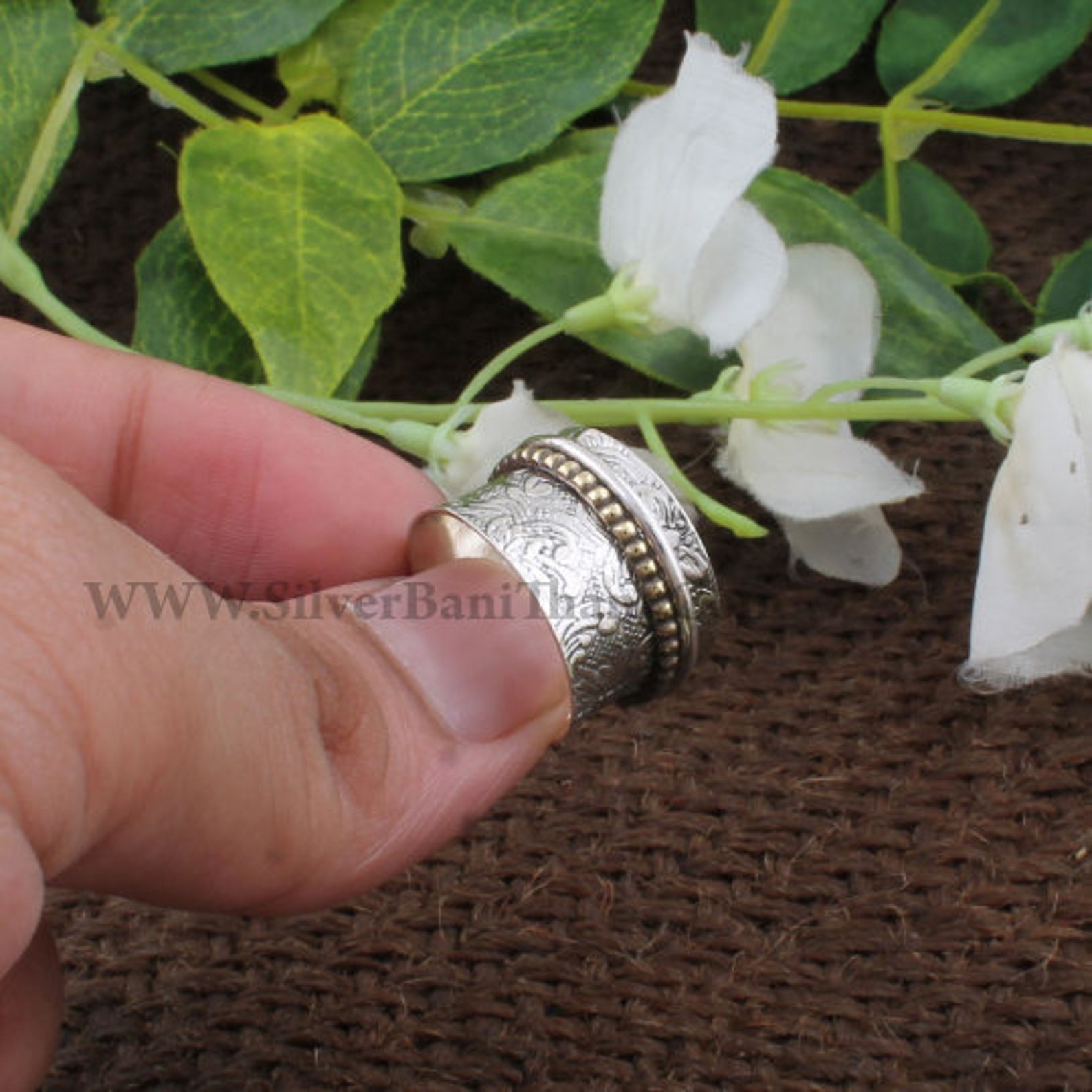 Spinner Ring Two Tone Band Ring Handmade Band Ring Antique Etsy