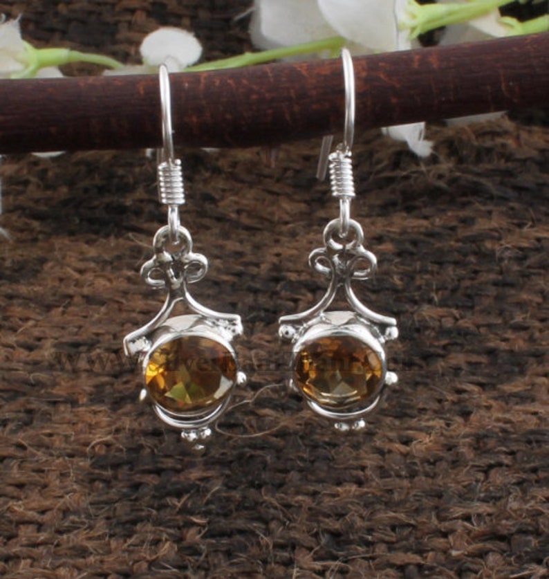 Citrine Earring  Solid Sterling  Silver 925 Earring  image 6