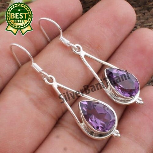 Amethyst Top Quality Gemstone Earringpear Shape Cut Stone Etsy