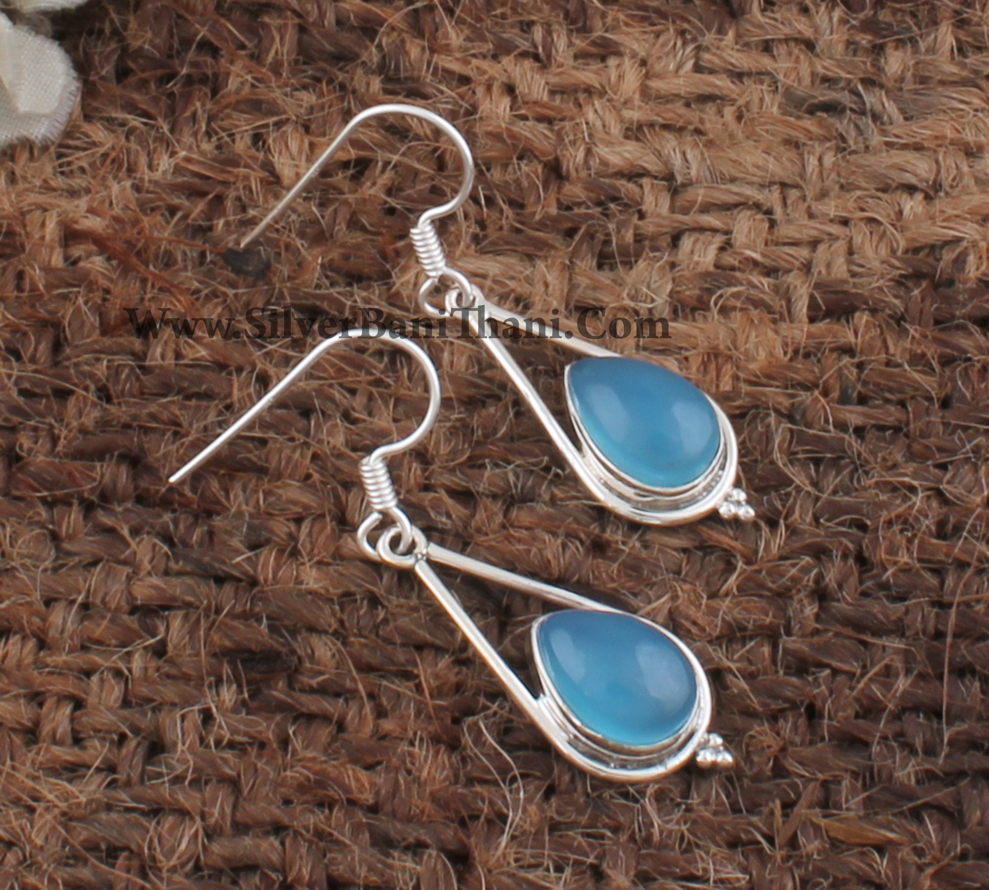 Sarah Earrings in Blue Chalcedony main image 0