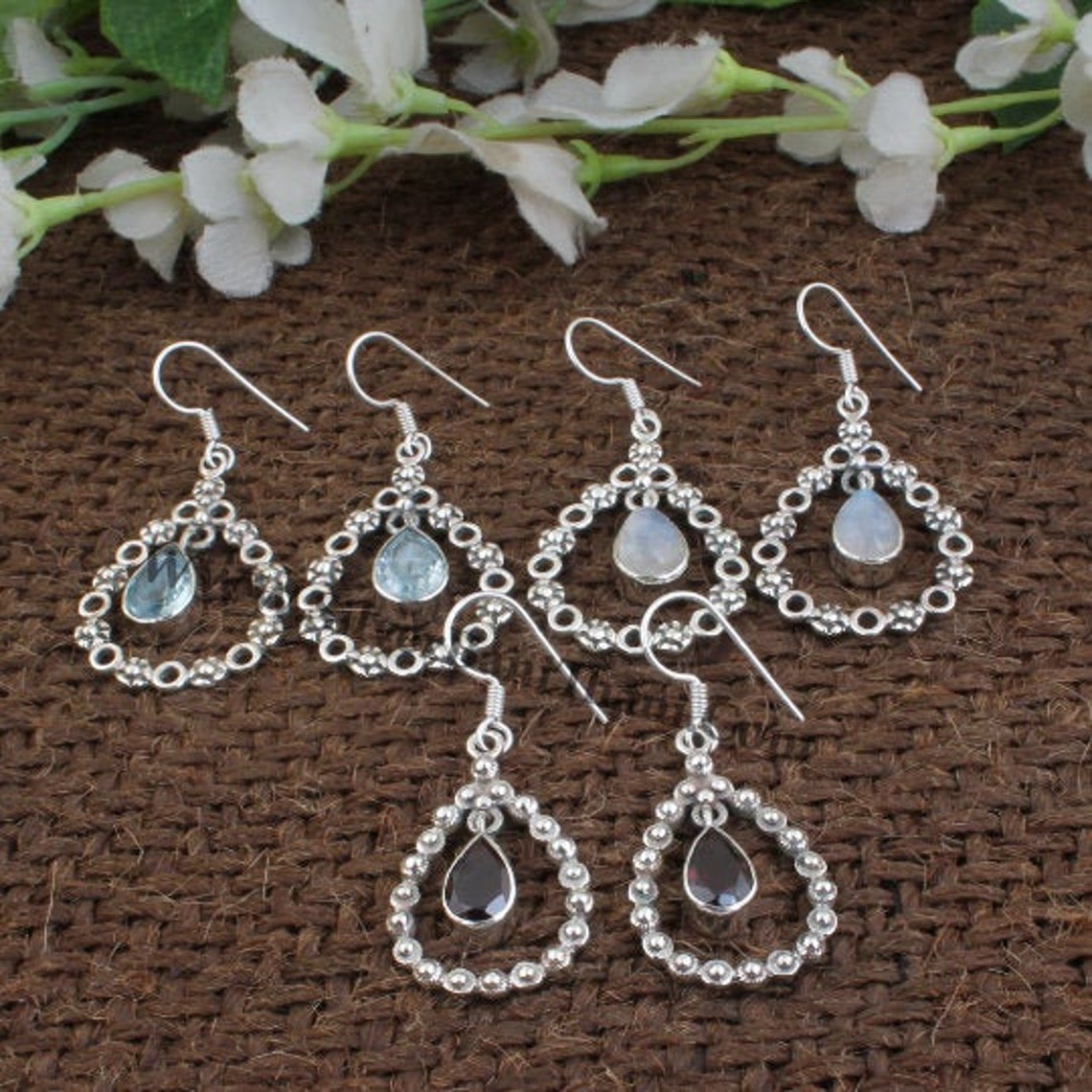 Teardrop Earrings 925 Sterling Solid Silver EarringsAntique Etsy