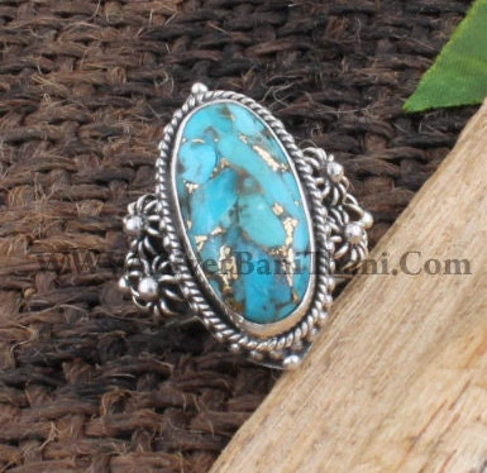 Mohave Turquoise Ring-baguette Stone Cabochon Ring-vintage - Etsy