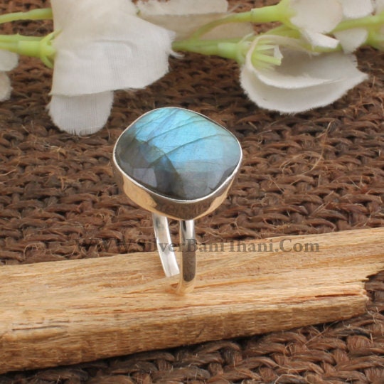 Labradorite Gemstone Ring Blue Fire Stone Ring 925 Sterling Etsy