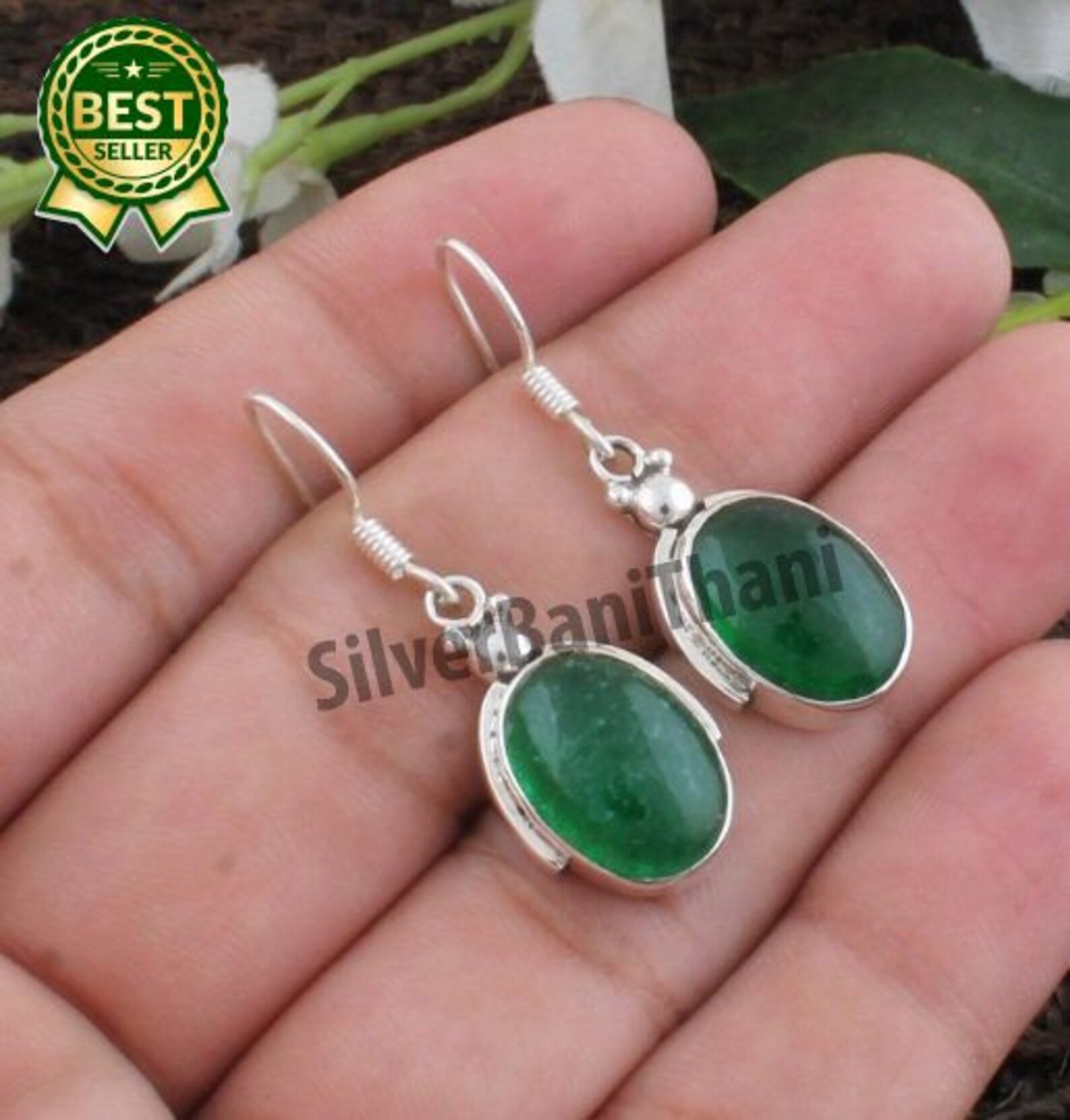 925 Sterling Silver Green Jade Earring Beautiful Jade Drop Etsy
