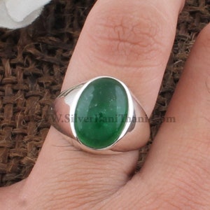 Green Jade Oval Shape Gemstone Silver Ring | 925 Sterling Solid Silver Ring | Handmade Ring | Everyday Jewelry | Women's Rings | Gift Idea