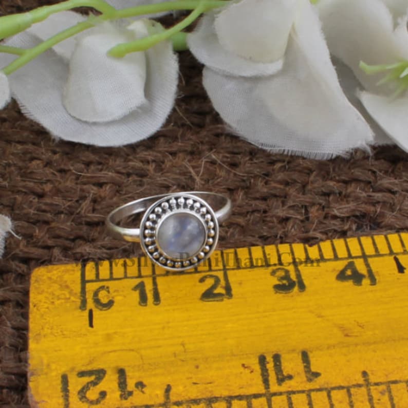 Rainbow Moonstone Ring Blue Fire Ring Middle Finger Ring Etsy